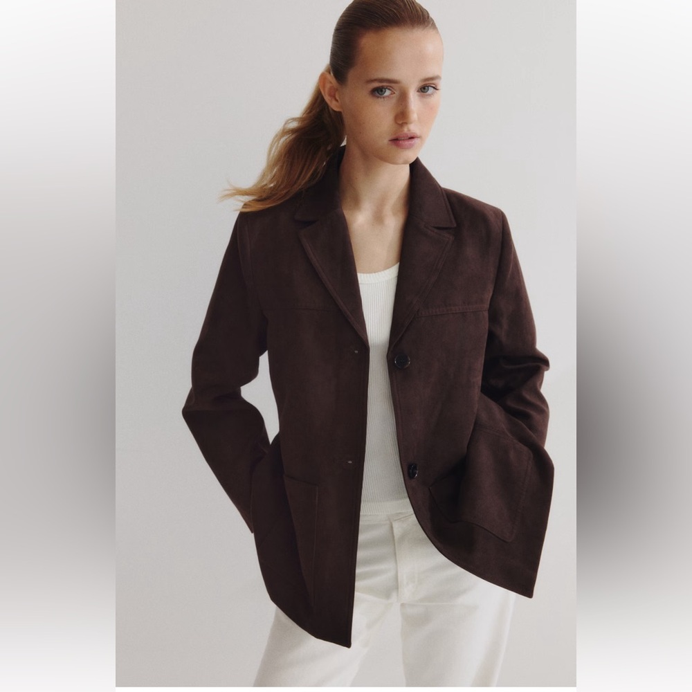 H&M Napped Elegant Brown Deep Earth Women's Jacket /Blazer Size XL NWT